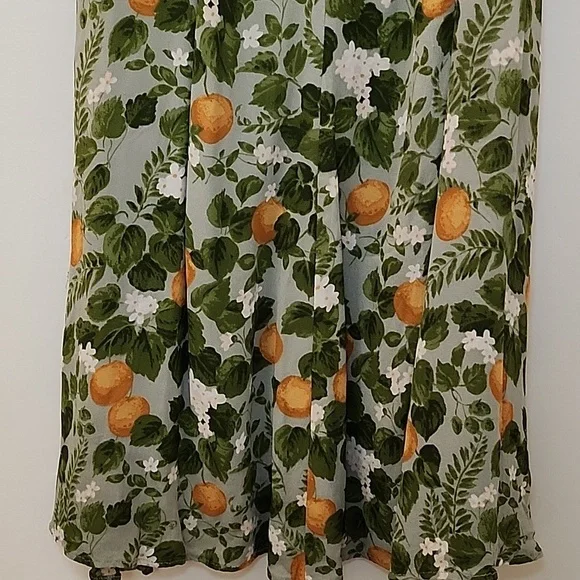 Reformation inka Floral Green and Orange Dress Drop Waist Sz Med - Picture 13 of 17
